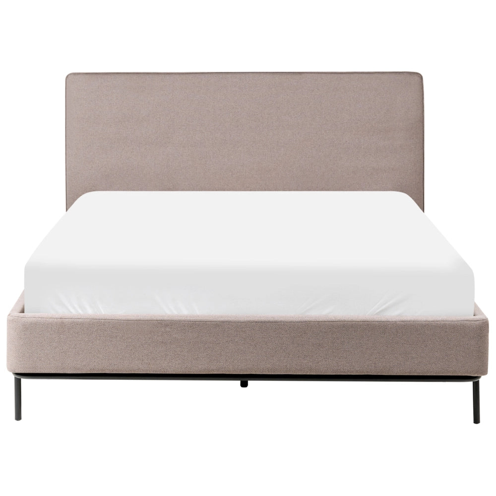 Letto matrimoniale in Tessuto moderno tortora con testiera e rete 140 x 200 cm Design Moderno