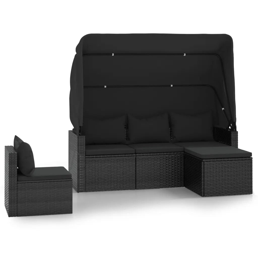 Set Divani da Giardino 4 pz con Cuscini Nero in Polyrattancod mxl 76583
