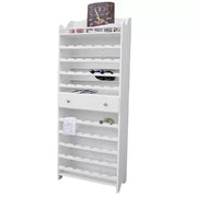 Porta bottiglie con cassetto centrale laccato bianco opaco misure l.70 p.30 h.174 - Mobili 2G
