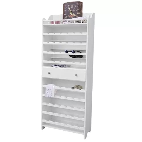 Porta bottiglie con cassetto centrale laccato bianco opaco misure l.70 p.30 h.174 - Mobili 2G