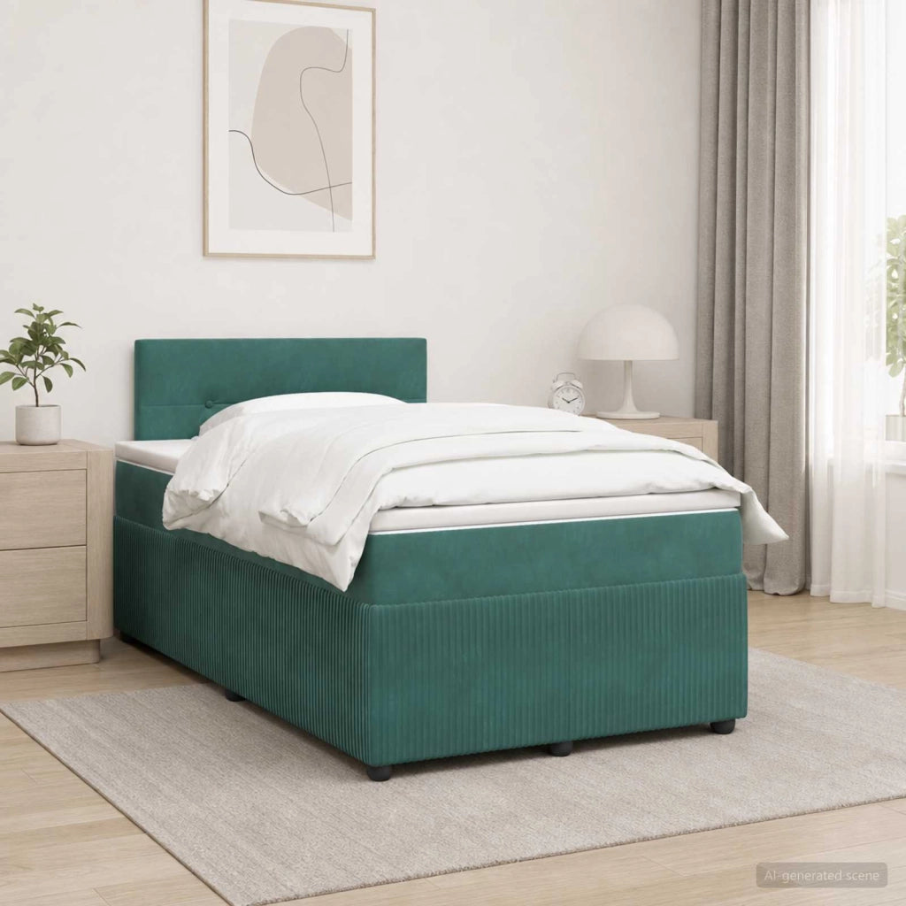Letto box spring con materasso Verde Scuro 120 x 190 cm Velluto 3451640
