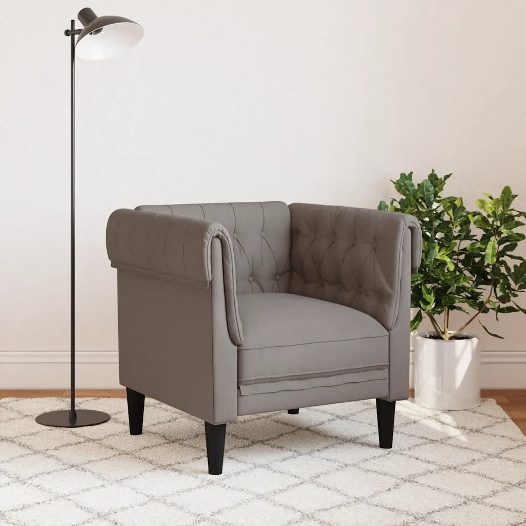Divano Sedia-Poltrona Chesterfield Tortora in Tessuto