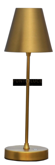LA ANGINA-M O Lampada da tavola paralume metallo ricaricabile ottone spazzolato 7W 3600K, dimmerabile 30-60-100%, lumen 630
