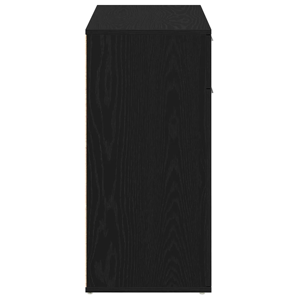 Credenza | Madia | Buffet da pranzo | Armadio da pranzo Rovere Nero 80x36x75 cm in Legno Multistrato