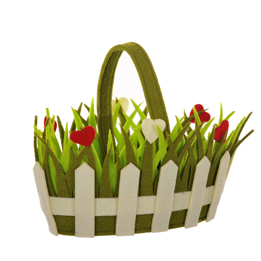 Set 3 Cassette Ovale con Manico e Cuori Larghezza 25 cm