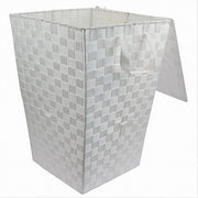 Trade Shop - Cesto Cestino Portatutto Portaoggetti Bagno Casa Coperchio 35x52cm 79103 Bianco -