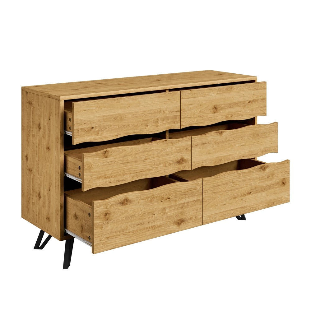 Credenza con 6 Cassetti ¨C MINIMAL ¨C Legno, Metallo, 120x40x75,5 cm