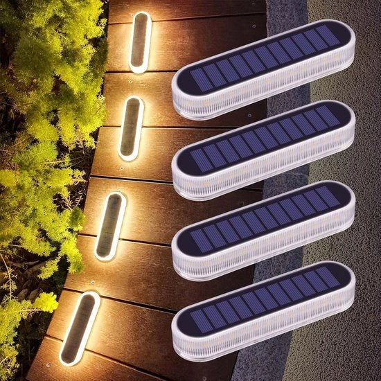 Lampada Solare per Esterno, 4 pezzi di Lampada Esterna LED con Illuminazione Solare, IP68 Resistente all'Acqua, Illuminazione per Giardino, Accensione/A spegnimento automatico, Idrimazione per Giardino e Prato, 2700K, Classe di Efficienza A++++