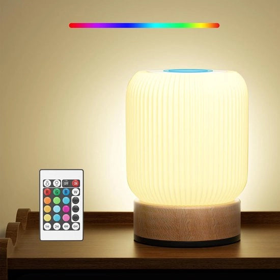 Lampada da Notte con Touch e Comando a Distanza – 13 Colori RGB 6 Nivele di Regolazione – Ricaricabile Senza Fili