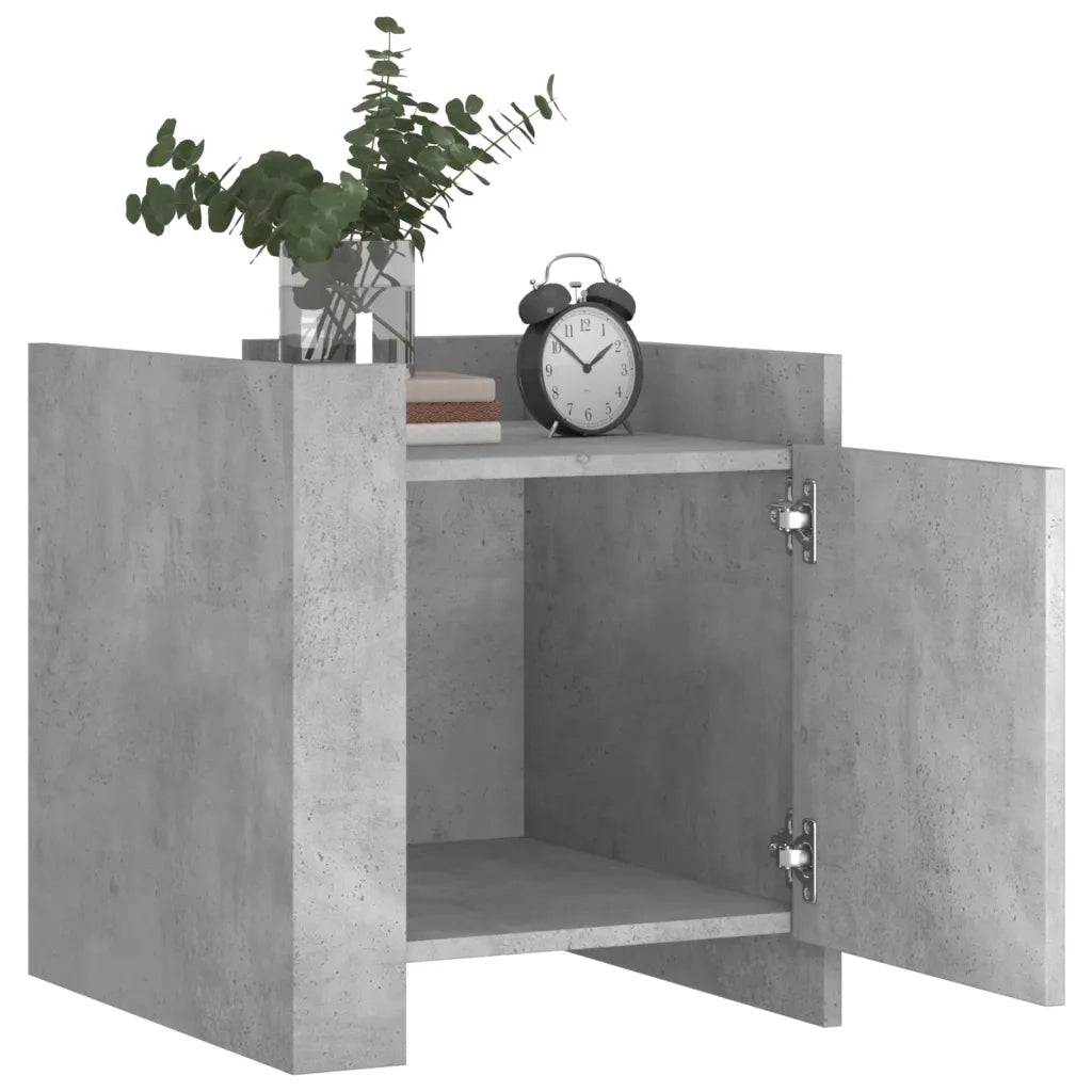 Comodino | Armadio da Notte | Mobiletto da notte Grigio Cemento 45x50x50 cm in Truciolato