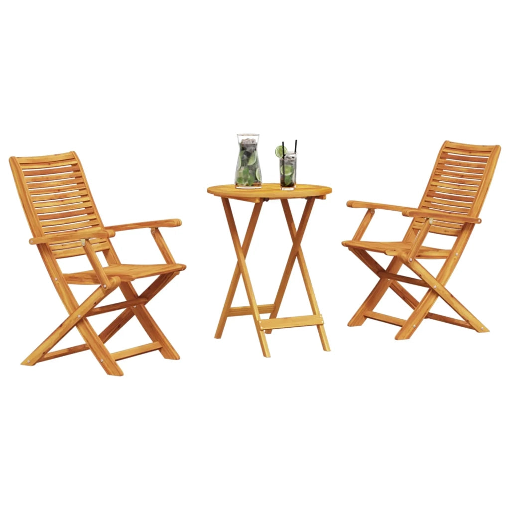 Set Bistro Pieghevole 3 pcs Marrone Legno di Acacia Massello 3375689