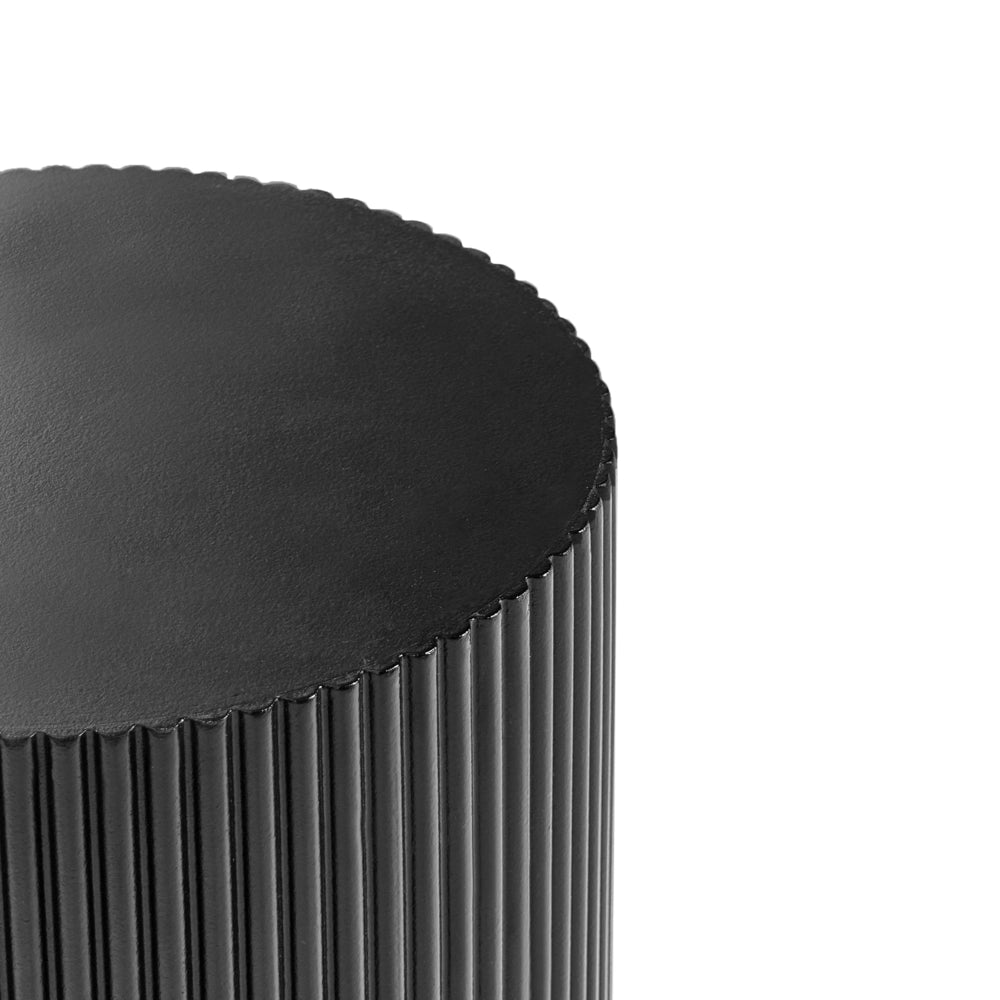 Tavolino con piano in MDF Design moderno e scanalato ø 30 cm nero