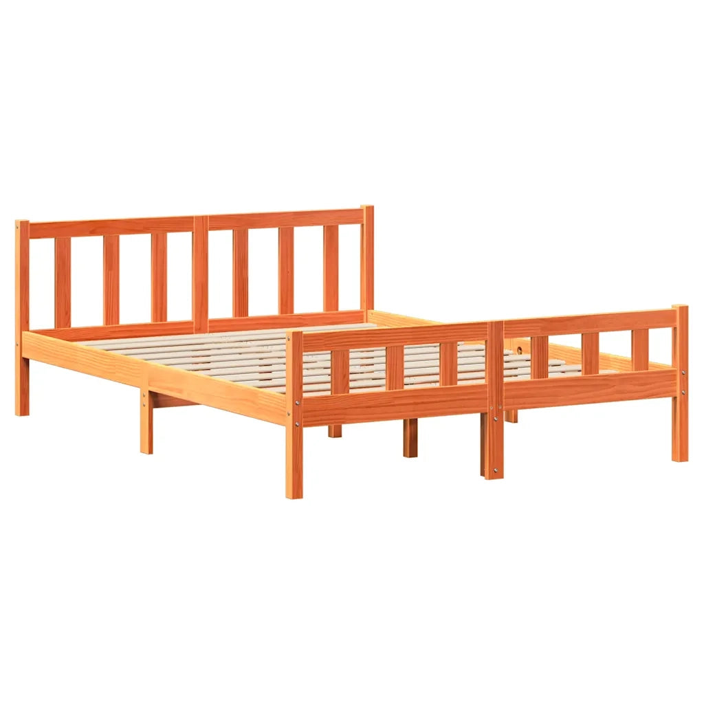 Letto matrimoniale | Letto per adulti | Letto senza Materasso Marrone Cera 150x200 cm in Legno di Pino
