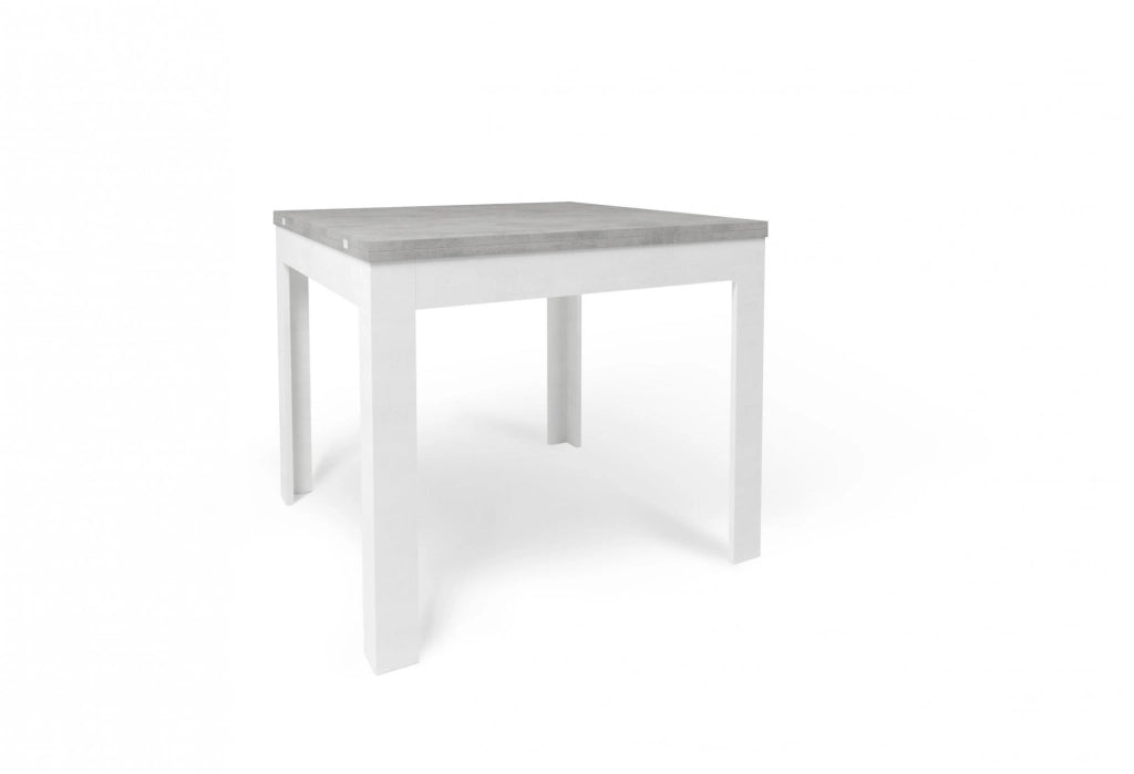 Tavolo Quadrato / Rettangolare Pieghevole Allungabile 90+90cm cemento e bianco ossido