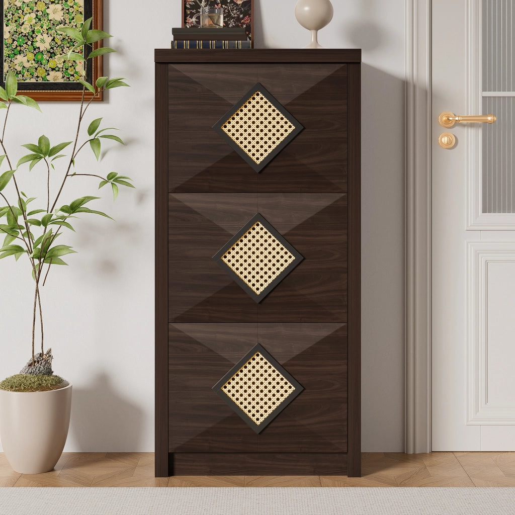 SCARPIERA 3 ribalte 54x25x115 cm Effetto legno marrone scuro