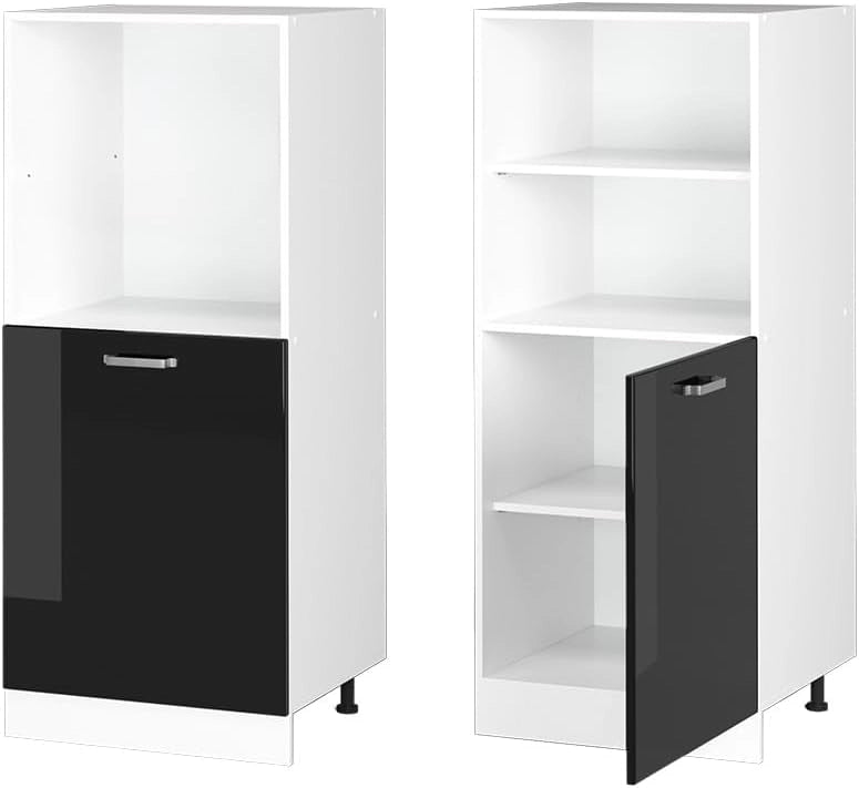 Mobile per forno da incasso R-Line, Nero lucido, 60 cm, per la libera combinazione all'interno di sistemi cucina modulari