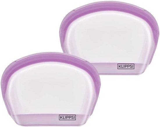 Set di sacchetti di silicone riciclabili 1L a doppio contenuto, impermeabili, resistenti alle scalfitture, al calore e al freddo, ermetici, resistenti al lavastoviglie, colore blu.