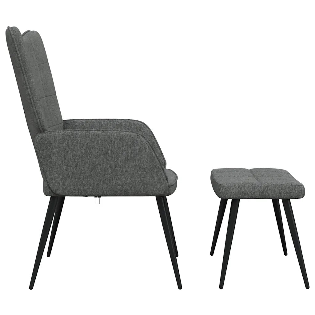 Poltrona | Sedia Relax con Sgabello Grigio Scuro in Tessuto