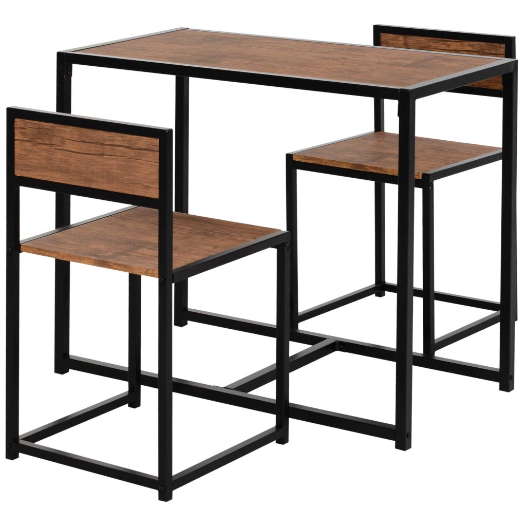 Set tavolo da bar 3 pezzi ¨C zephmum ¨C marrone, nero, 90x47x76 cm