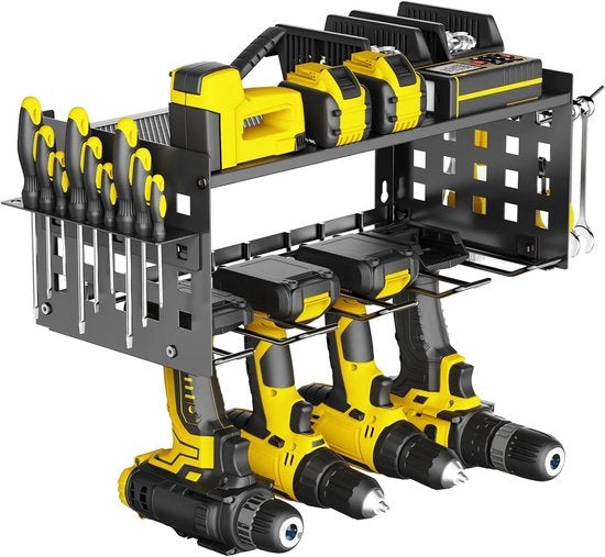 Opbergrek per Wand per Elektrici per Garage, Huis e Werkplaats - 4 Orecchioni per Trapano - Modello senza nome - 4 Boorhouders