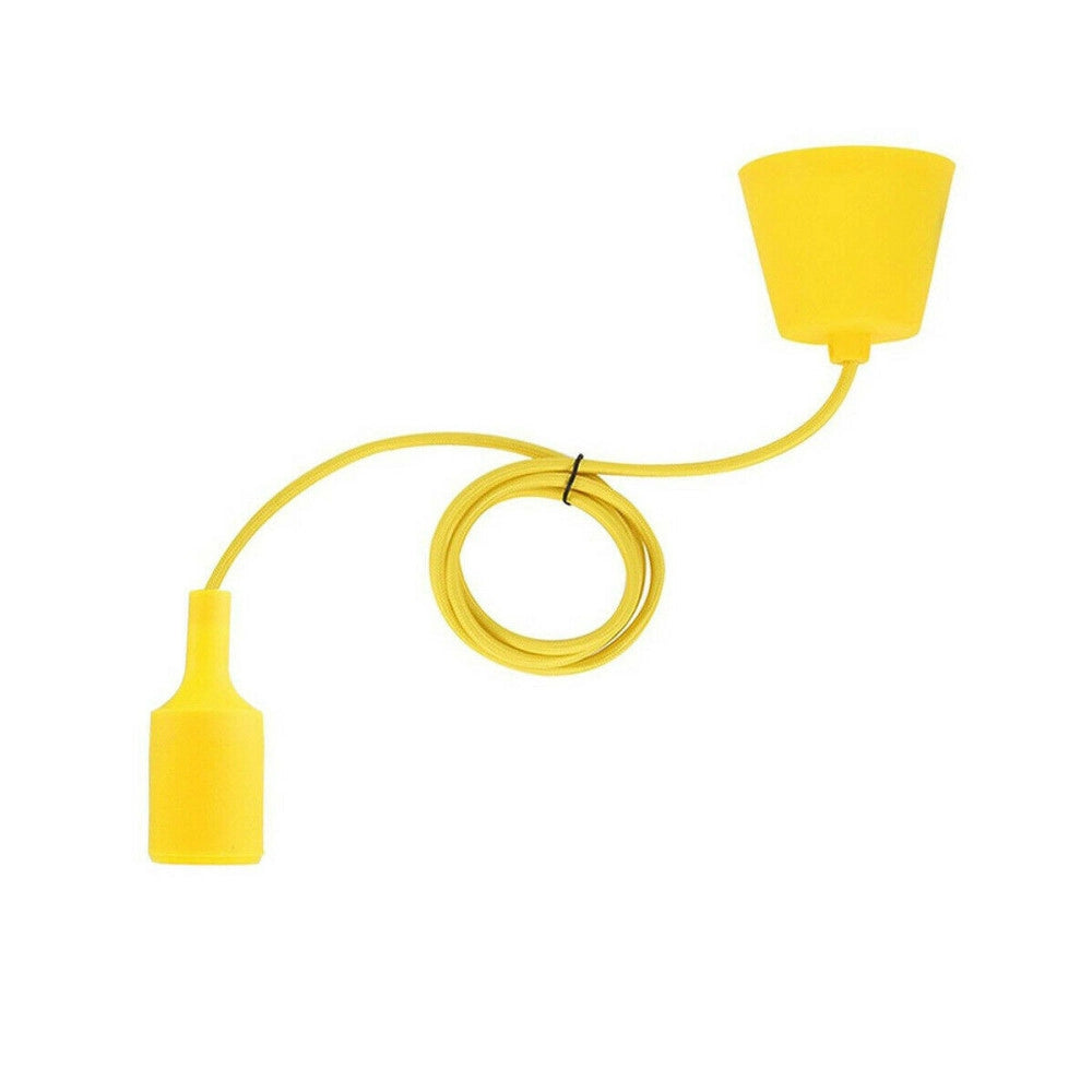 Trade Shop - Portalampada A Sospensione Pendente Lampadario Soffitto E27 Giallo Dt-j01 1 Mt -