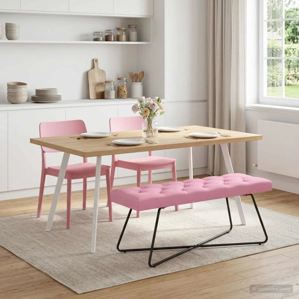 Panchina con bottoni imbottiti Rosa 110 x 40 x 46 cm Tessuto 42038383