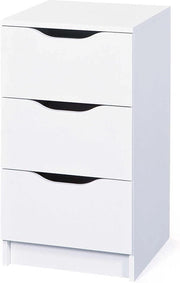 Cassettiera con 3 cassetti - Bianca - Smaltata a melamina - Cassettiera da appendere - Comodino - Cassettiera con maniglie - 3 cassetti blocco