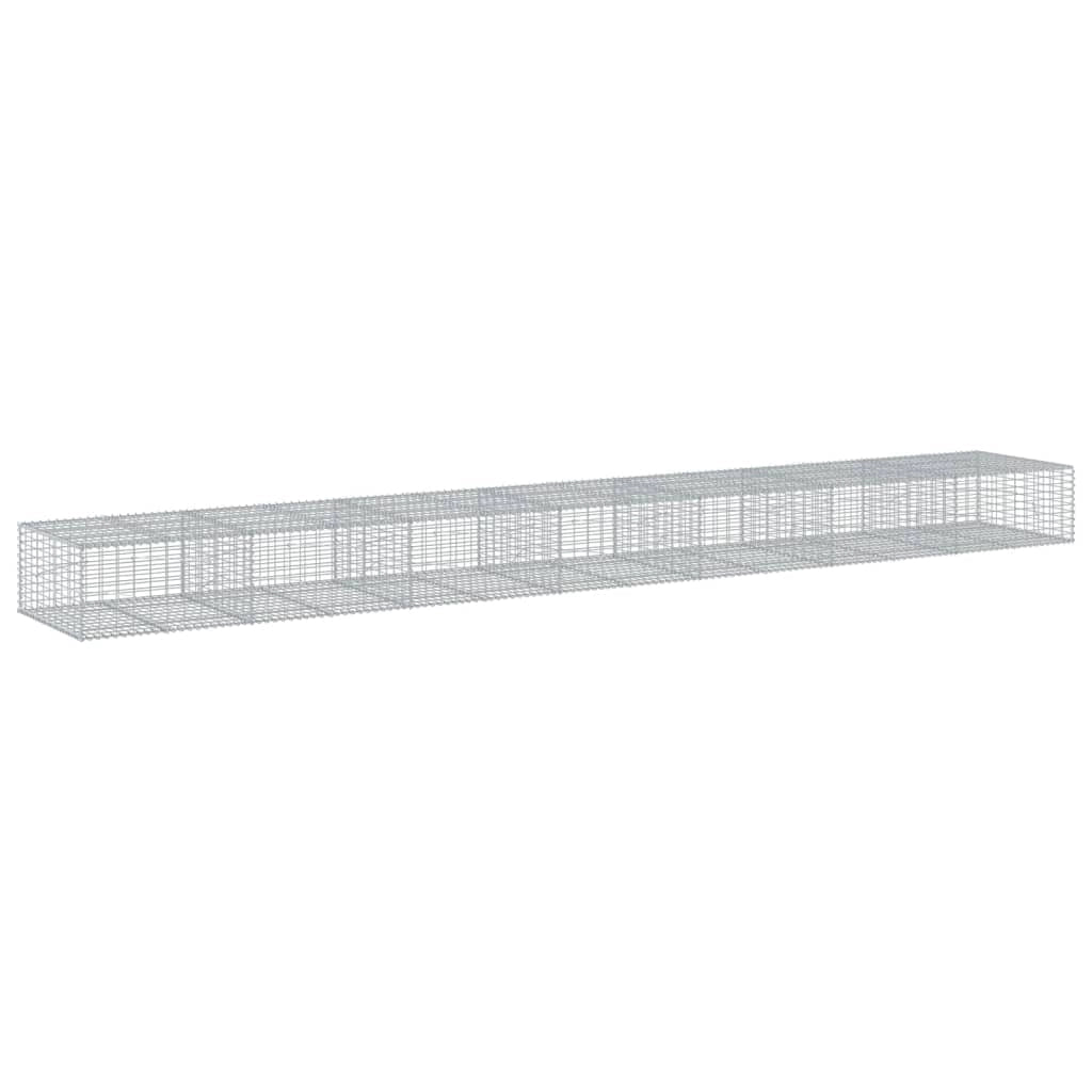 Gabbione recinto a gabbia muro di contenimento con coperchio 700 x 100 x 50 cm ferro zincato argento 02_0040192