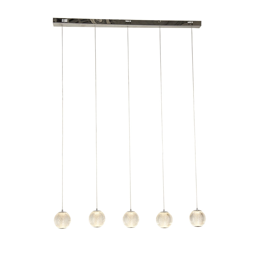 Lampadario Lineare Contemp Fascino Acciaio Cromo Policarbonato Led 28W 3000K