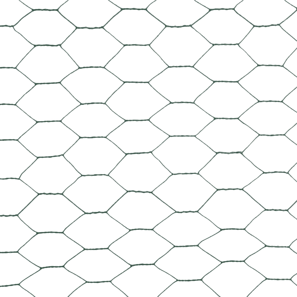 Recinzione in Rete per Pollaio in Acciaio e PVC 25x1,2 m Verde