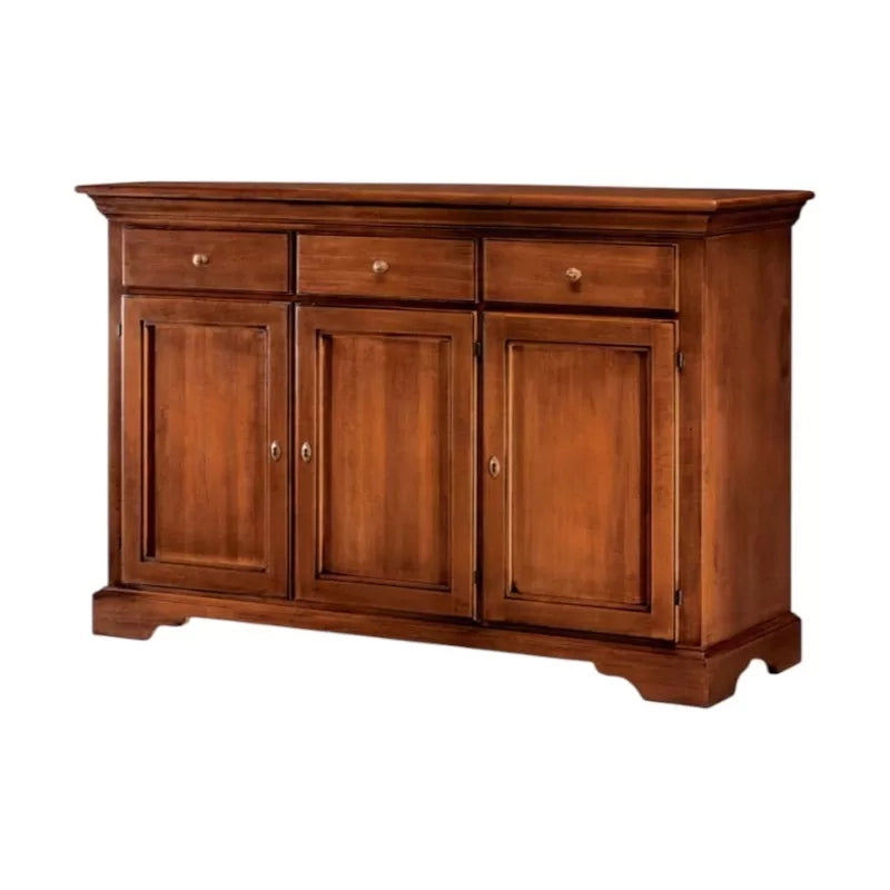 Madia credenza arte povera 3 porte 3 cassetti legno tinta noce 147x45x93 (109) - Mobili 2G