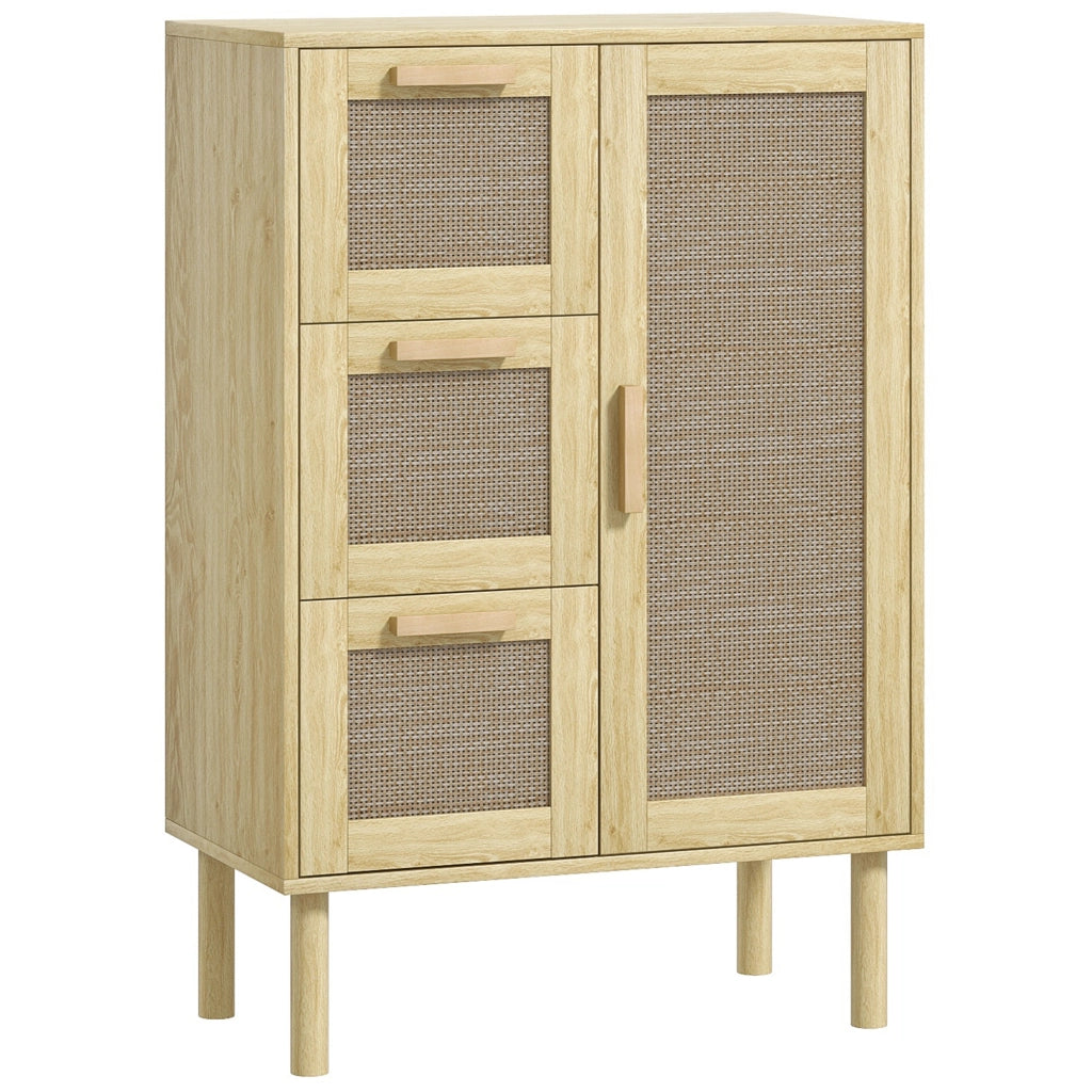 Armadio con cassetti e ripiani ¨C zephmum ¨C rotin tessuto, bianco, 55x30x82 cm
