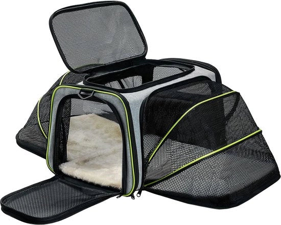Scatola di Trasporto per Gatti, Pieghevole Flessibile, Scatola di Trasporto per Cani con Tappeto Removibile in Lana, Borsa di Trasporto per Gatti Approvata, Capacità Ideale per Gatti Inferiore a 6,8 kg