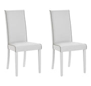 set 2 sedie imbottita bianca ecopelle filo tortora (6040) - Mobili 2G