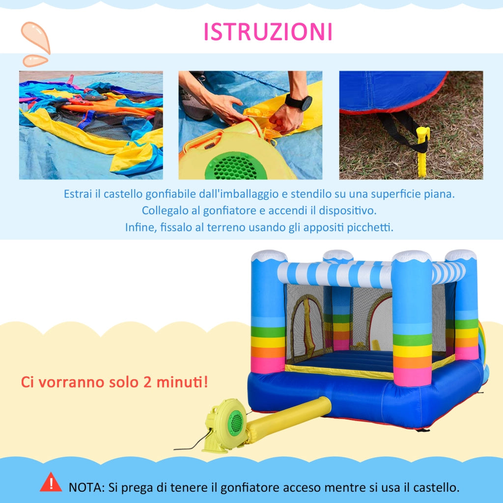 Casetta gonfiabile per bambini con trampolino e piscina ¨C zephmum ¨C multicolore 280x170x155cm
