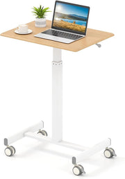 Tavolino da Divano e Letto con Ruote Bloccabili, Tavolino Porta PC Regolabile in Altezza con Pistone a Gas, Ruote Lisce, Base a Forma di H, Ideale per Lavorare e Mangiare