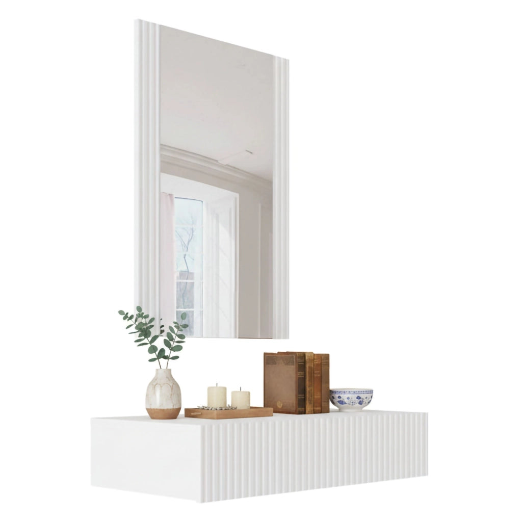 Premolo, Mobile da Ingresso Specchio Incluso, 80x42x97h cm Bianco