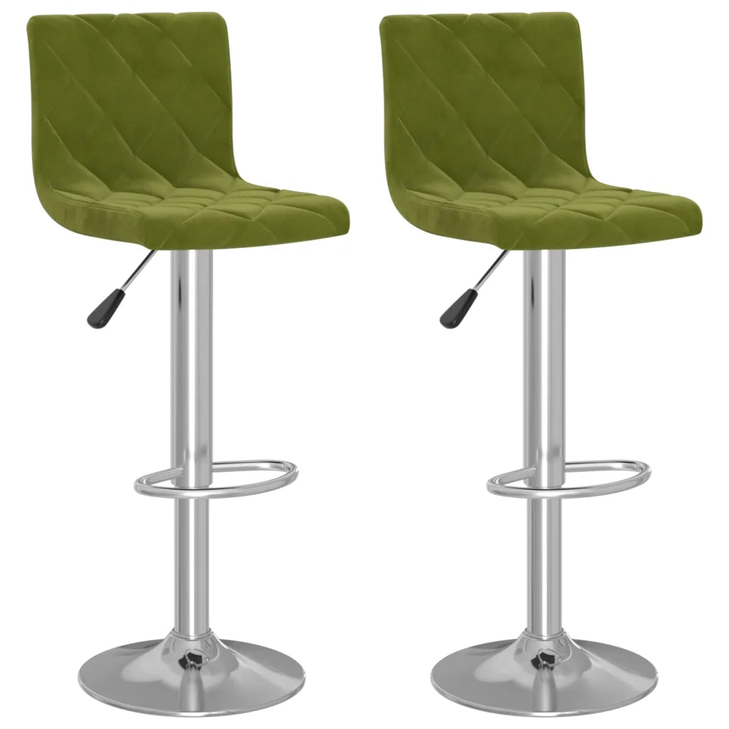 vidaXL Sgabelli da Bar 2 pz Verde Chiaro in Velluto