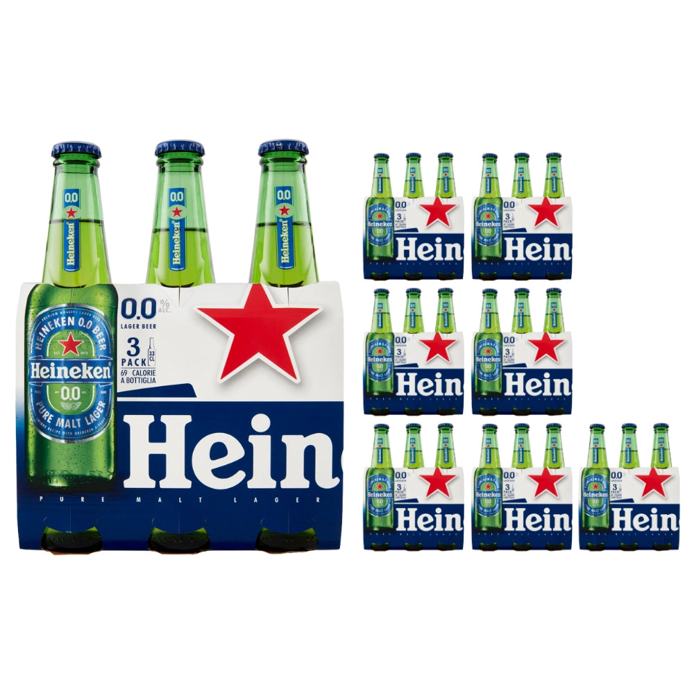 Heineken birra 0.0 zero alcol confezione bottiglie 24x33 cl