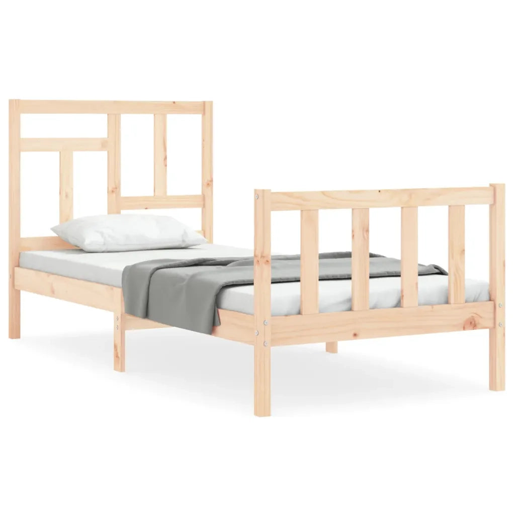 Giroletto con Testiera Single-Struttura Letto in Legno Massello 473363