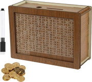 Cassa di Risparmio per Adulti - Cassa di Risparmio in Legno con Obiettivo di Risparmio e Penna - Porcellino d'Oro con Contatore - Abitudine di Risparmio - Per Bambini.