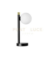 POMI' LAMPADA DA TAVOLO 1 LUCE NERO E RIFINITURE ORO ATTACCO G9
