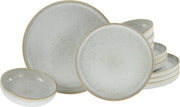 Set da tavola per 12 persone in stile vintage, off-white, 12 pezzi, resistente a piatti e microonde, fatto in Portogallo, codice articolo: Serviesset 12 persoons