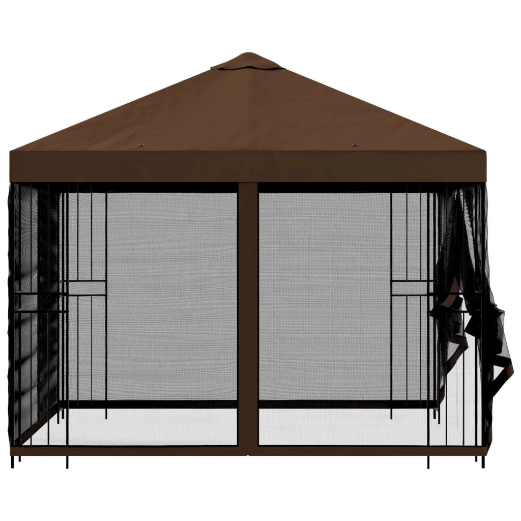 Gazebo da giardino con pareti laterali 3 x 3 m Marrone