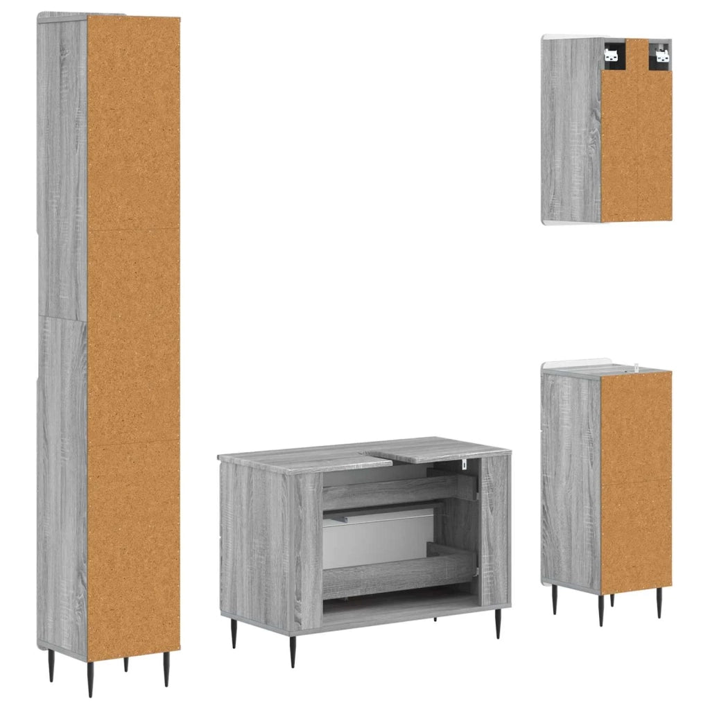 Set di Mobili da Bagno da 4 Pezzi ZWOLLE Sonoma grigio 3417924