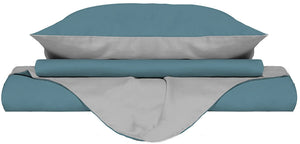 Copripiumino Singolo con Sacco e Federe Doubleface Ottanio/Grigio Chiaro