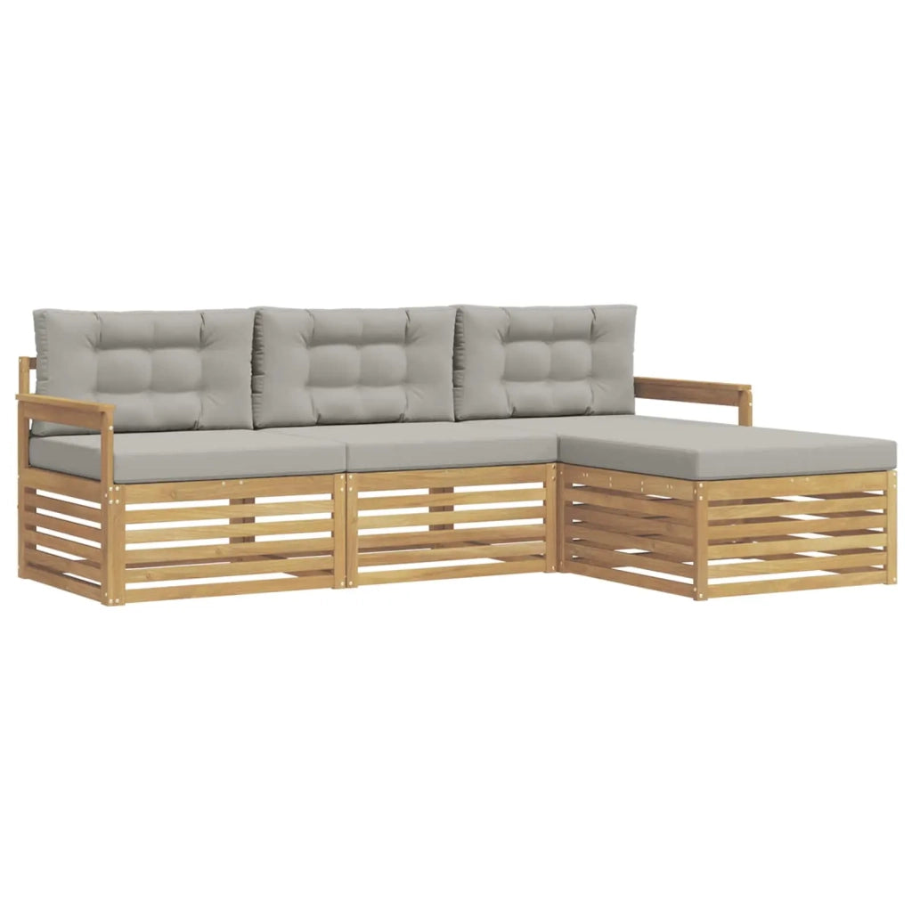 Set di divani da esterno 4 pz Bianco e Grigio Chiaro Poliestere 3390271