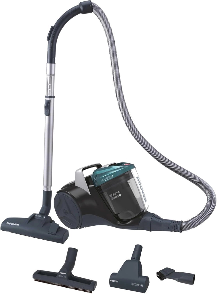 BR71_B30, Aspirapolvere a traino senza sacco, 700 W, 2 litri capacità bin, 78 Decibel, Mini turbo spazzola, Nero/Verde/Grigio Fumo