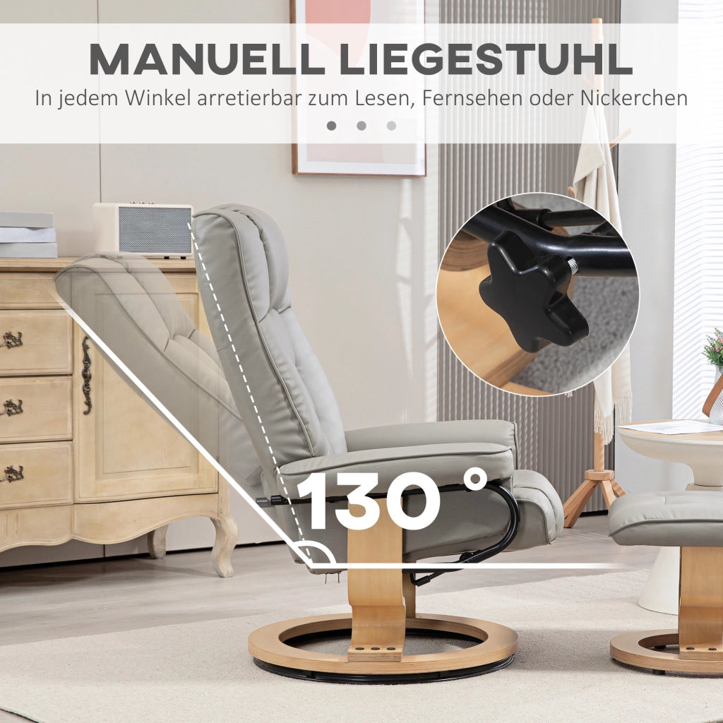Poltrona relax girevole reclinabile con poggiapiedi ¨C Minimal ¨C similpelle grigio legno