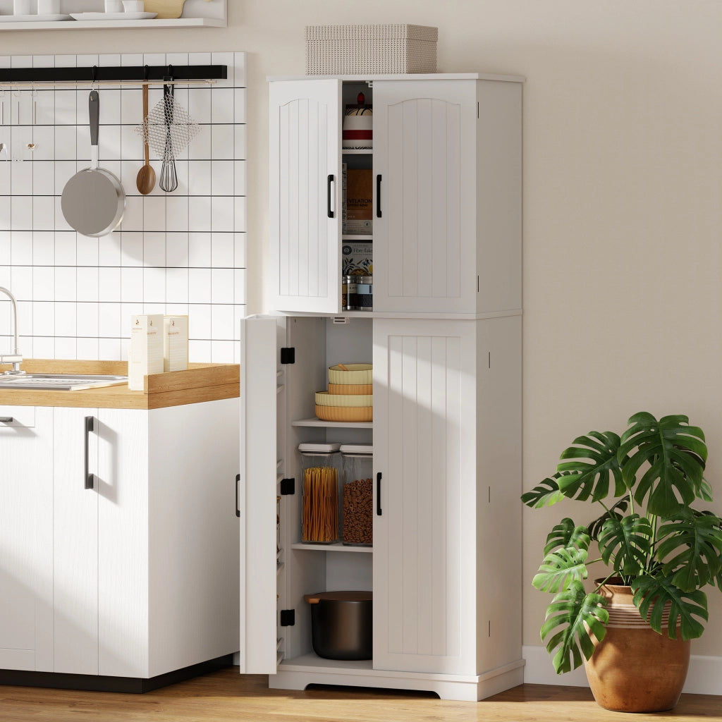 Armadio da cucina ¨C zephmum ¨C 4 porte, 10 ripiani, bianco, 60x35x162cm